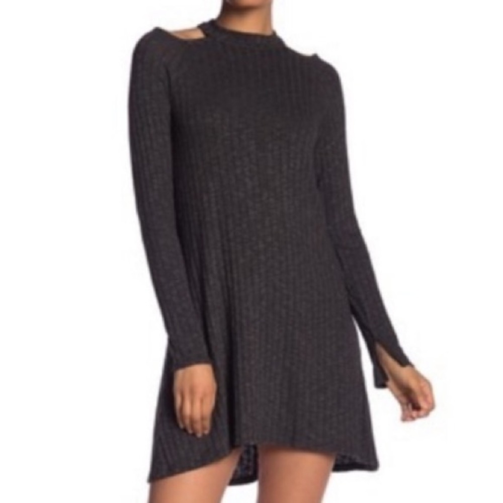 Michael Stars dress knit purple cold shoulder long sleeve small